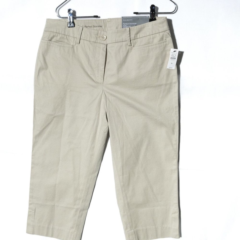 NWT Talbots Perfect Skimmer Slim Leg Pedal Pusher Length Khaki Pant Women's 6 P